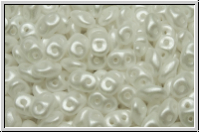 SD-02010-25001, SuperDuo Beads, white, alabaster, white pastel, 10g