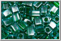 SB-04-2643, MIYUKI Squares, 4mm, aqua, trans., green-ld., 15g