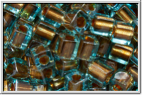 SB-04-2642, MIYUKI Squares, 4mm, aqua, trans., brown-ld., 15g