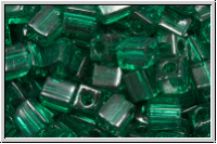 SB-04-0147, MIYUKI Squares, 4mm, emerald, trans., 15g