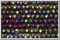 chin. Kristallschliffperle, Rondell, 3x4mm, red, dk., op., full AB, 1 Strang