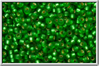 RR-15-0016f, MIYUKI Rocailles, 15/0, green, kelly, trans., silver-ld., matte, 5g