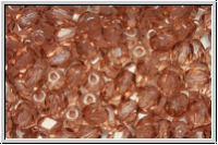 Bhm. Glasschliffperle, PRECIOSA, feuerpol., 4mm, crystal, trans., sandalwood (dyed), 50 Stk.