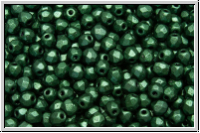 Bhm. Glasschliffperle, feuerpol., 3mm, green, dk., met., suede, 50 Stk.