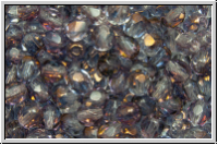 Bhm. Glasschliffperle, feuerpol., 4mm, crystal, trans., half copper, 50 Stk.