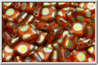 Flat Rhombus-Beads, 9x7mm, orange, lt., trans., vitrail peacock, matte, 25 Stk.