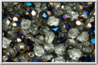 Bhm. Glasschliffperle, feuerpol., 4mm, crystal, trans., half earth met., 50 Stk.