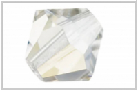 Preciosa Bicone, 4mm, crystal, trans., argent flare, half,  50 Stk.