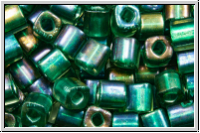 TC-04-0270f, TOHO Cubes, 4mm, crystal, trans., prairie green-ld., matte, 10g