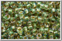 RR-11-3193, MIYUKI Rocailles, 11/0, green, pale moss, trans., silver-ld., AB, 10g