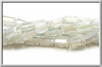 Kristallschliffperle, Quader, 8x4x4mm, crystal, trans., galv. AB, 25 Stk.