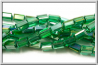 Kristallschliffperle, Quader, 8x4x4mm, emerald, lt., trans., galv. AB, 25 Stk.