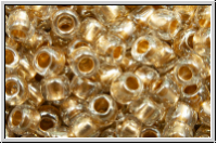 R-08-0989, TOHO Rocailles, 08/0, crystal, trans., gold-ld., 10g