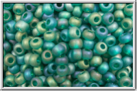 PR-11-51710M, PRECIOSA Rocailles, 11/0, emerald, lighter, trans., matte, AB, 20g