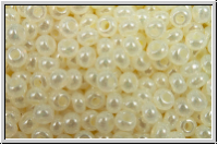 PR-11-47102, PRECIOSA Rocailles, 11/0, white, alabaster, yellow luster, 20g