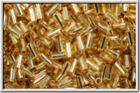 MBU-1-0003, MIYUKI Bugles, Nr. 1 (3mm), gold, trans., silver-ld., 10 g