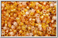 DB0987, MIYUKI Delica, 11/0, crystal, trans., spkl. golden peach-ld., 5g
