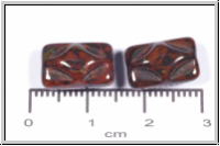 bhm. Glasperle, Kissen, 8,5x12,5x7mm, op. terracotta/picasso, 5 Stk.