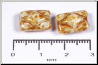 bhm. Glasperle, Kissen, 8,5x12,5x7mm, white/picasso, opaque, 5 Stk.