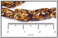 bhm. Glasperle, Kissen, 8,5x12,5x7mm, lt. beige/picasso, opaque, 5 Stk.