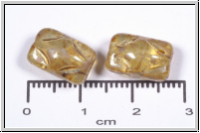 bhm. Glasperle, Kissen, 8,5x12,5x7mm, lt. topaz/silverpicasso, transparent, 5 Stk.