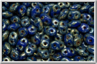 SD-33050-43400, SuperDuo Beads, blue, op., silver picasso, 10 g
