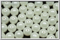 bhm. Glasperle, rund, 8mm, white, op., luster, 10 Stk.