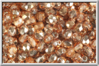 Bhm. Glasschliffperle, feuerpol., 4mm, crystal, trans., half capri gold, 50 Stk.