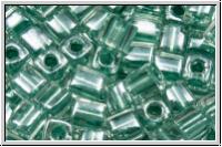 SB-03-2605, MIYUKI Squares, 3mm, crystal, trans., met. teal-ld., 10g