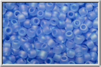 R-11-0168f, TOHO Rocailles, 11/0, sapphire, lt., trans., matte, AB, 10g