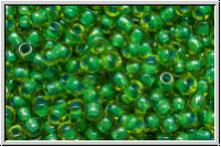 R-11-0947, TOHO Rocailles, 11/0, lime green, trans., emerald-ld., 10g