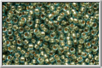 R-15-0990, TOHO Rocailles, 15/0, aqua, trans., gold-ld., 5g