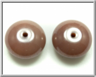 Linsen, 13x8mm, Loch mittig, white, op., mauve luster, 2 Stk.