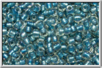 R-11-0263, TOHO Rocailles, 11/0, crystal, trans., capri blue-ld., AB, 10g