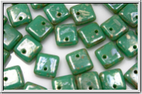 Squarelets, 6x6x2,5mm, seitl. Loch, jade, op., silver picasso, 50 Stk.