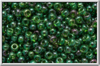 R-11-0322, TOHO Rocailles, 11/0, emerald, trans., gold luster, 10g