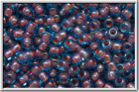 R-11-0381, TOHO Rocailles, 11/0, aqua, trans., oxblood-ld., 10g