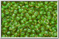 R-11-0393, TOHO Rocailles, 11/0, topaz, trans., green-ld., 10g