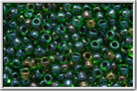R-11-0397, TOHO Rocailles, 11/0, green, trans., purple-ld., AB, 10g