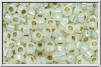 RR-08-0551, MIYUKI Rocailles, 08/0, white, opal, gild-ld., 10g