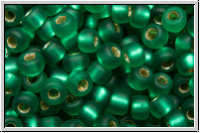 RR-08-0017f, MIYUKI Rocailles, 08/0, emerald, trans., silver-ld., matte, 10g