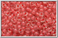 RR-11-0204, MIYUKI Rocailles, 11/0, crystal, trans., salmon pink-ld., 10g