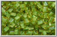 TG-11-0946, TOHO Triangles, 11/0, jonquil, trans., peridot-ld., 10g