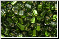 TG-11-0037, TOHO Triangles, 11/0, olivine, trans., silver-ld., 10g