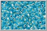 RR-11-0018, MIYUKI Rocailles, 11/0, aqua, trans., silver-ld., 10g