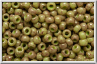 R-11-1209, TOHO Rocailles, 11/0, avocado, op., pink marbled, 10g