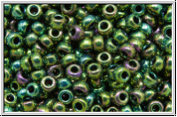 RR-11-0465, MIYUKI Rocailles, 11/0, green, dk., met., iris., 10g