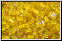 TG-11-0192, TOHO Triangles, 11/0, crystal, trans., yellow-ld., 10g
