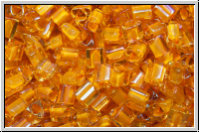TG-11-0950, TOHO Triangles, 11/0, topaz, lt., trans., burned orange-ld., 10g