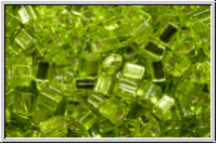 TG-11-0024, TOHO Triangles, 11/0, green, lime, trans., silver-ld., 10g